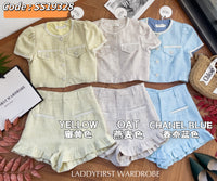 【SS19328】两件式高档小香风时装套装 圆领短袖上衣➕荷叶摆A字高腰短裤 ❤️❤️【A-R1-C3】