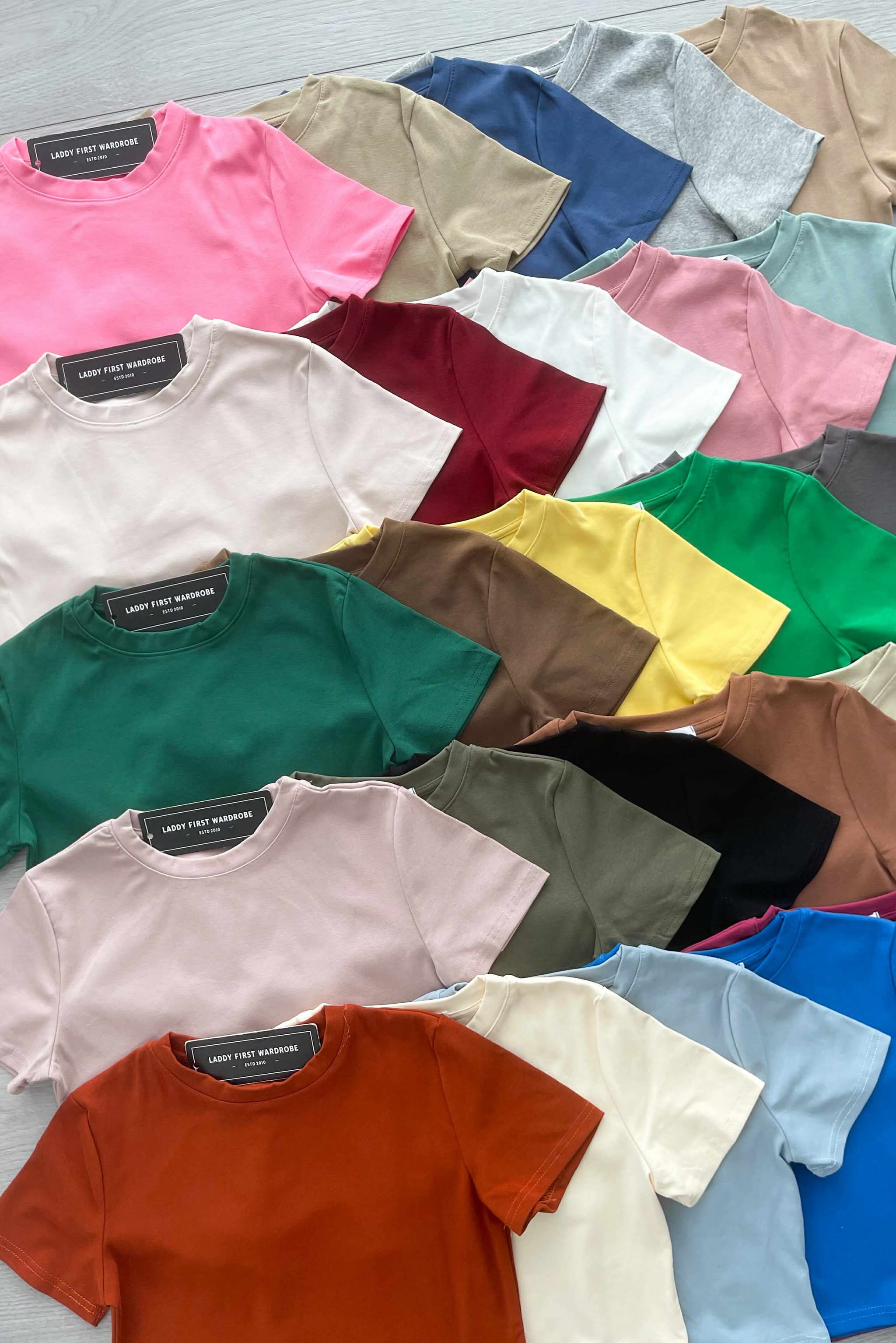 【T601】【高腰T】独家爆款高品质纯棉弹力圆领短袖简约日常百搭款上衣 #衣柜必入手百搭款 ❤❤