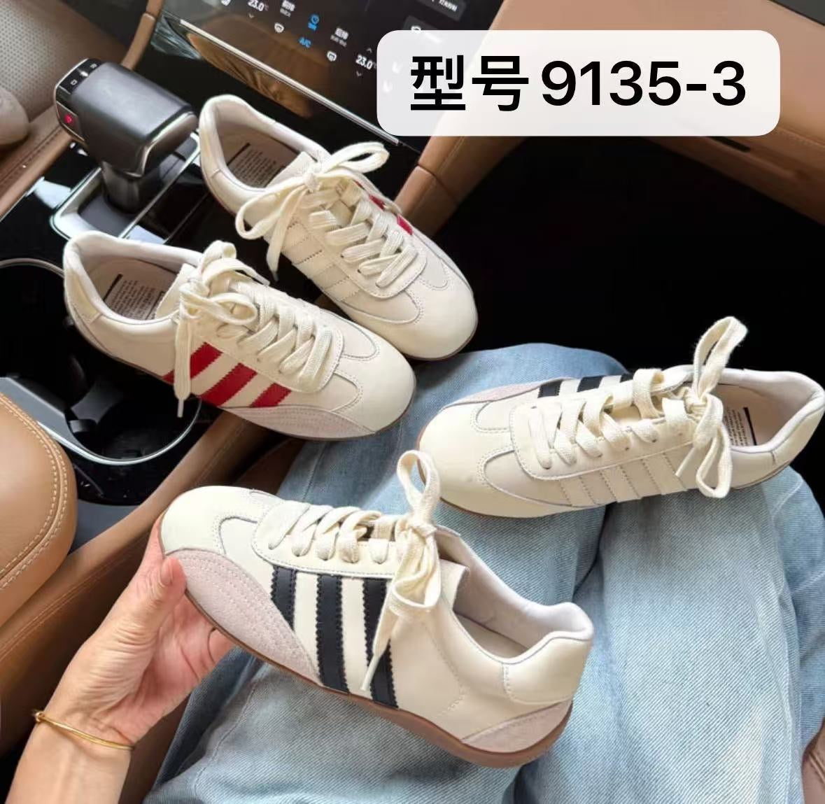 【R9135-3】🔅精选预售款🔅 高质量韩系街头风复古真皮经典三条杠阿甘鞋子 ❤️