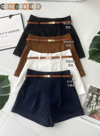 【S83030】高品质简约时尚厚实西装高腰显瘦百搭短裤，附送细款腰带，有口袋 ❤️❤️【B-R1-C6】