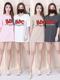 【O7601】abc刺绣圆领短袖 Oversized 休闲上衣❤️❤️【A-RU2】