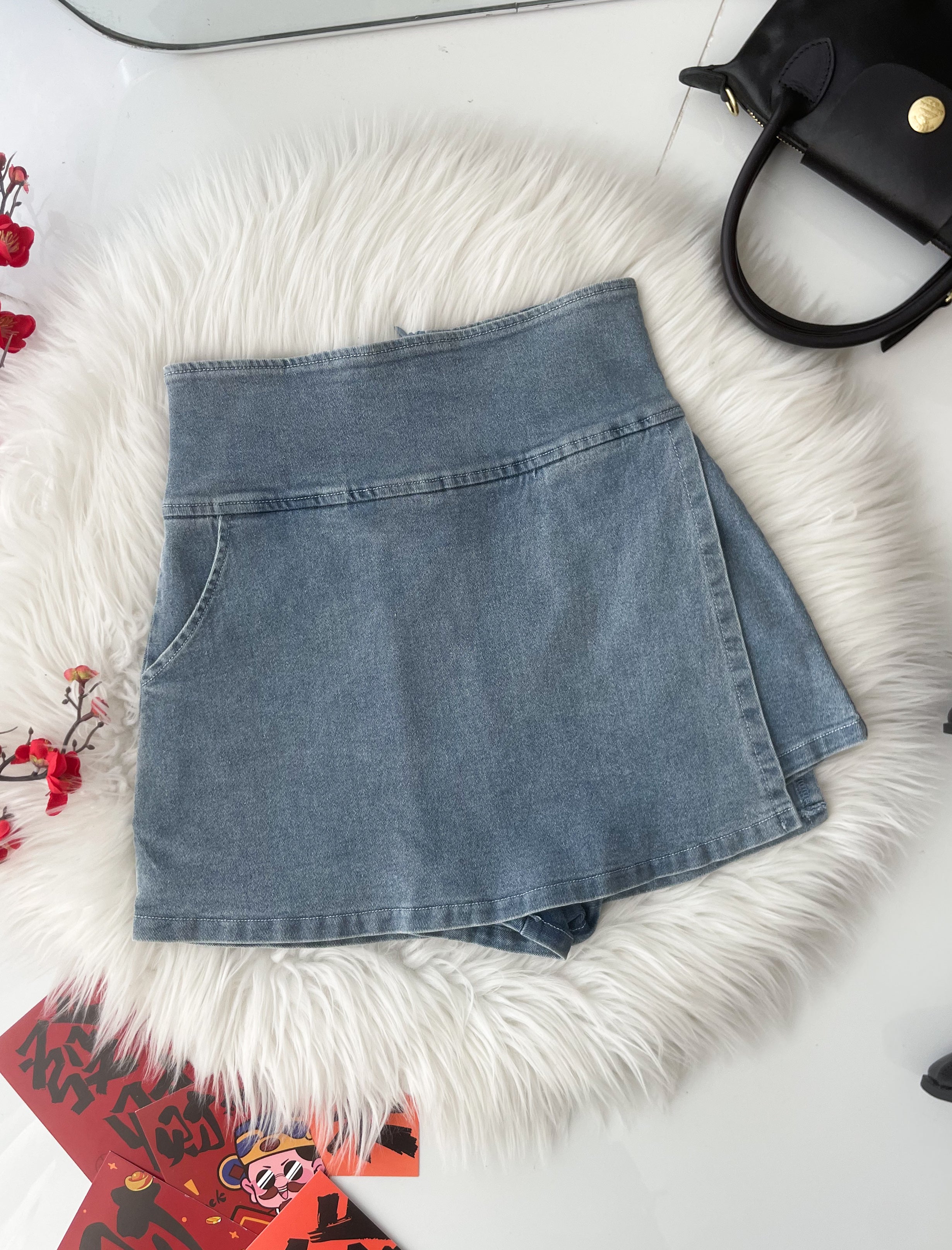 【S2475】高品质简约时尚厚实牛仔高腰百搭裤裙，有口袋 ❤️❤️