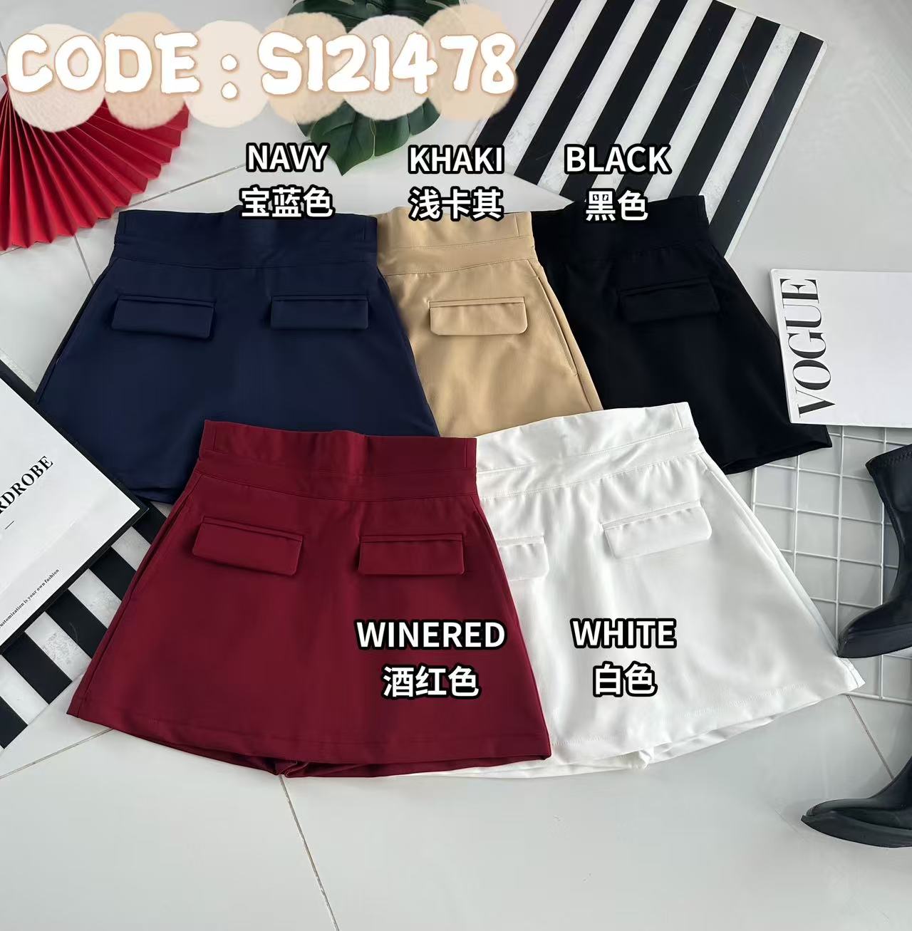 【S121478】高品质简约百搭款前后裙西装高腰百搭短裙，内层有里布短裤，有口袋 ❤️❤️ 【A-R1-C4】