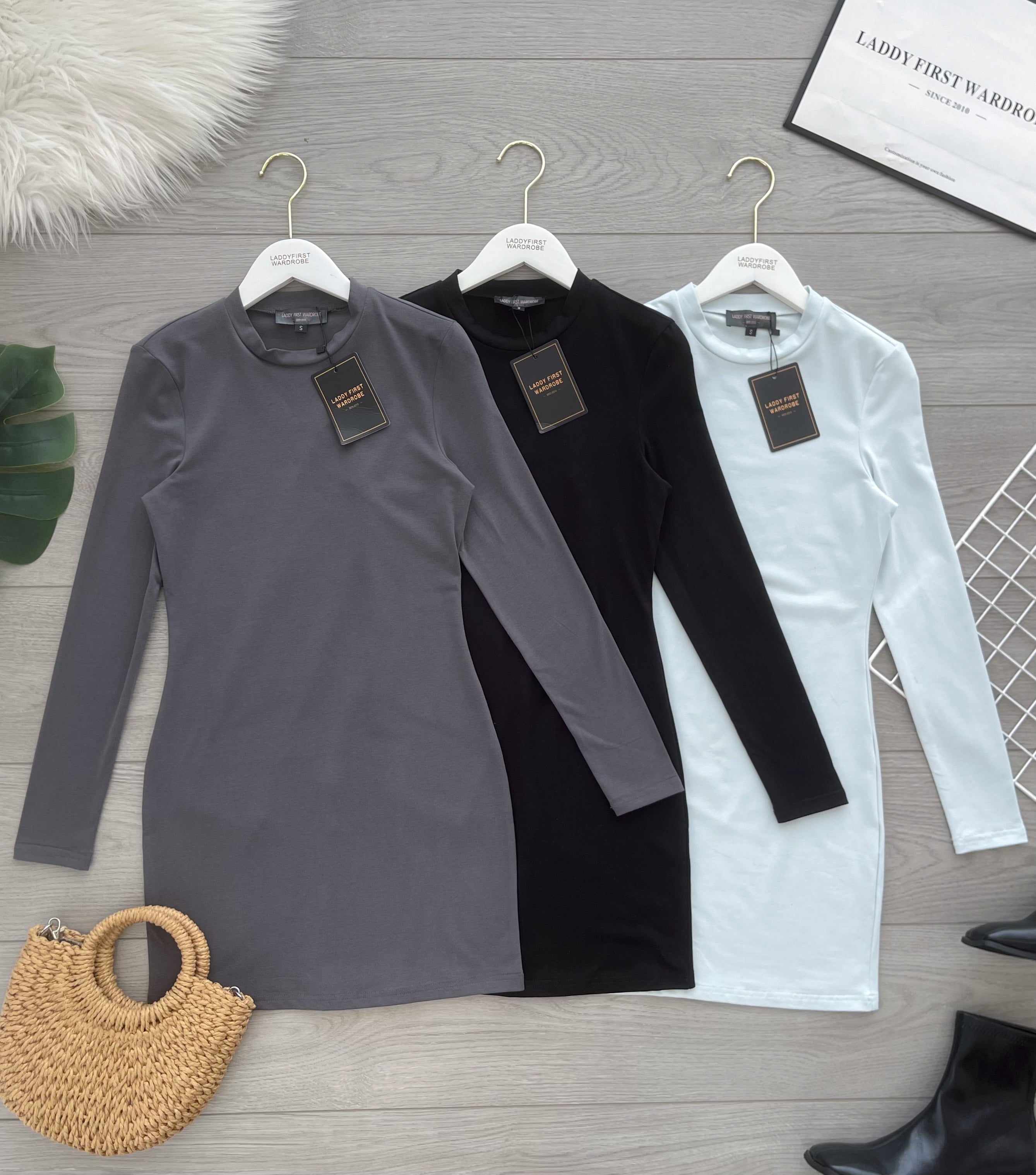 【D3541】独家爆款高品质强推修腰显瘦纯棉弹力慵懒时尚百搭长袖连身裙子 ❤️❤️