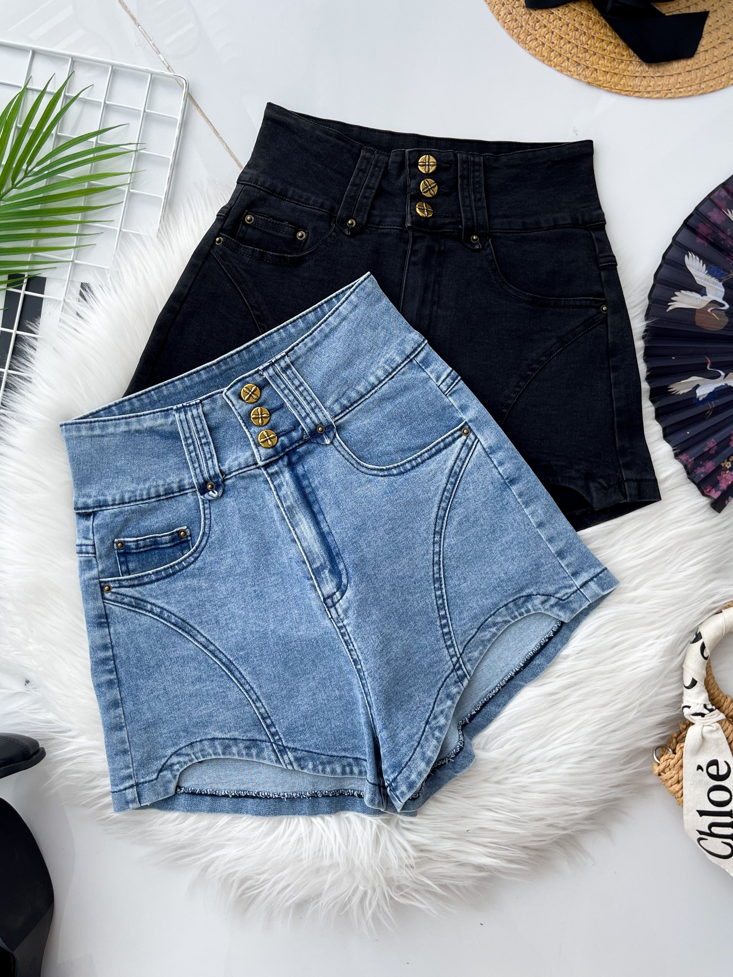 【S121501】高品质超高腰COTTON JEANS牛仔日常百搭短裤，有口袋 ❤️❤️ 【A-R1-C6】