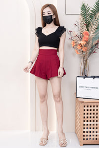 【S3380】【LFW独家小圆饼】高品质阔腿蓬蓬百褶显腰西装高腰百搭短裤，内层包臀防走光里布短裤 ❤️❤️【A-R3-C3】