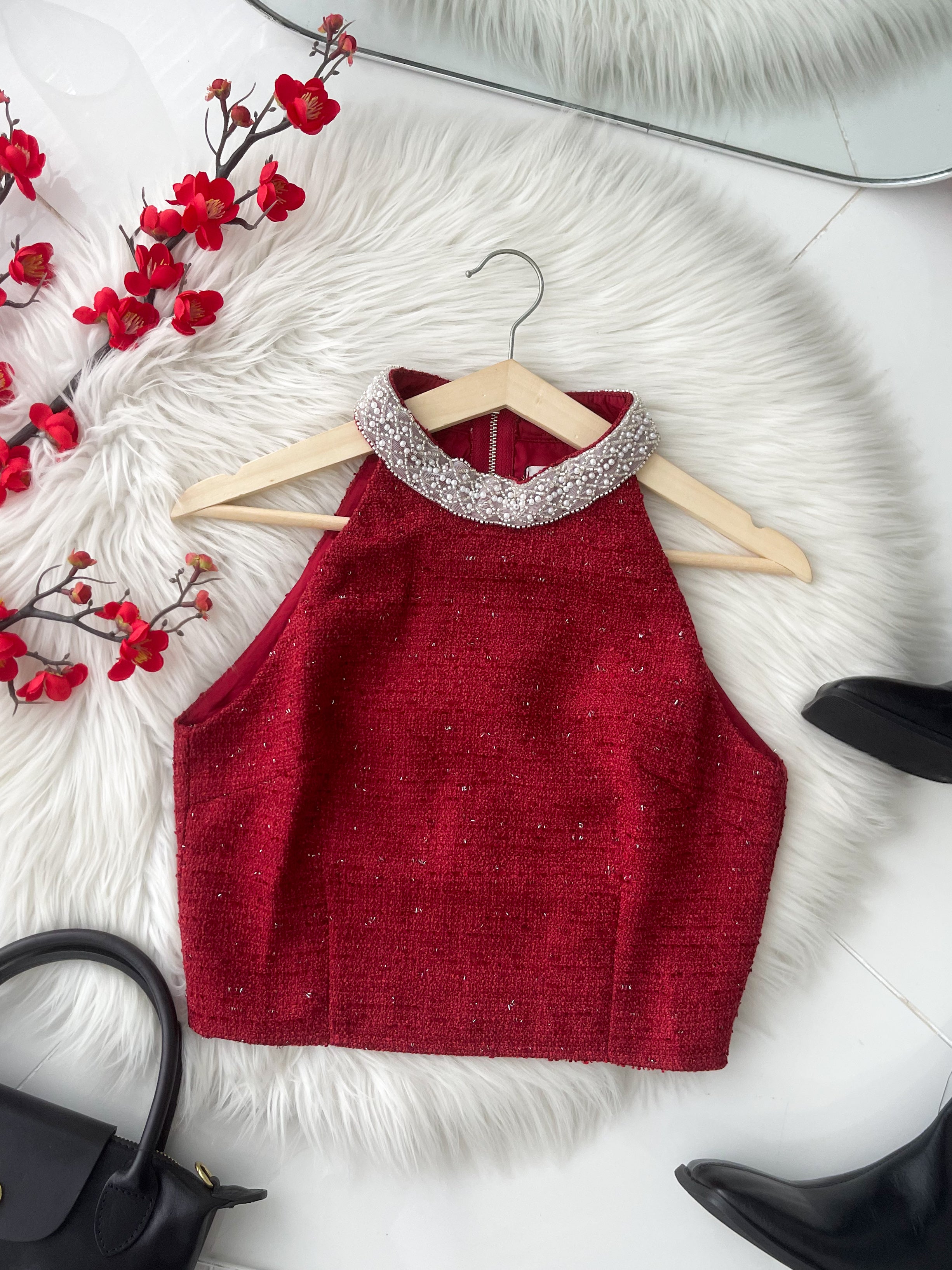 【T2745】高品质精致串珠小香风无袖上衣 ❤❤