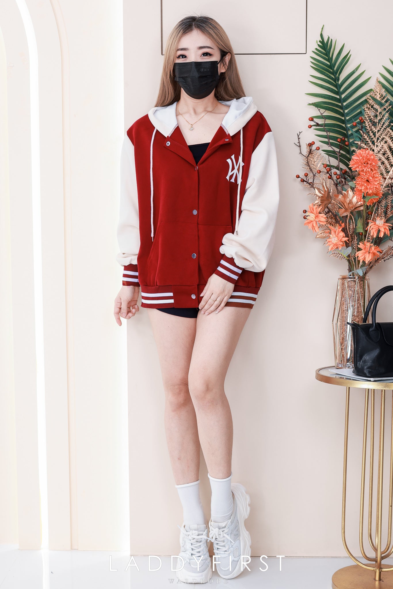 【JK805】高品质气质感撞色系NY连帽长袖卫衣，按扭设计有口袋 ❤❤