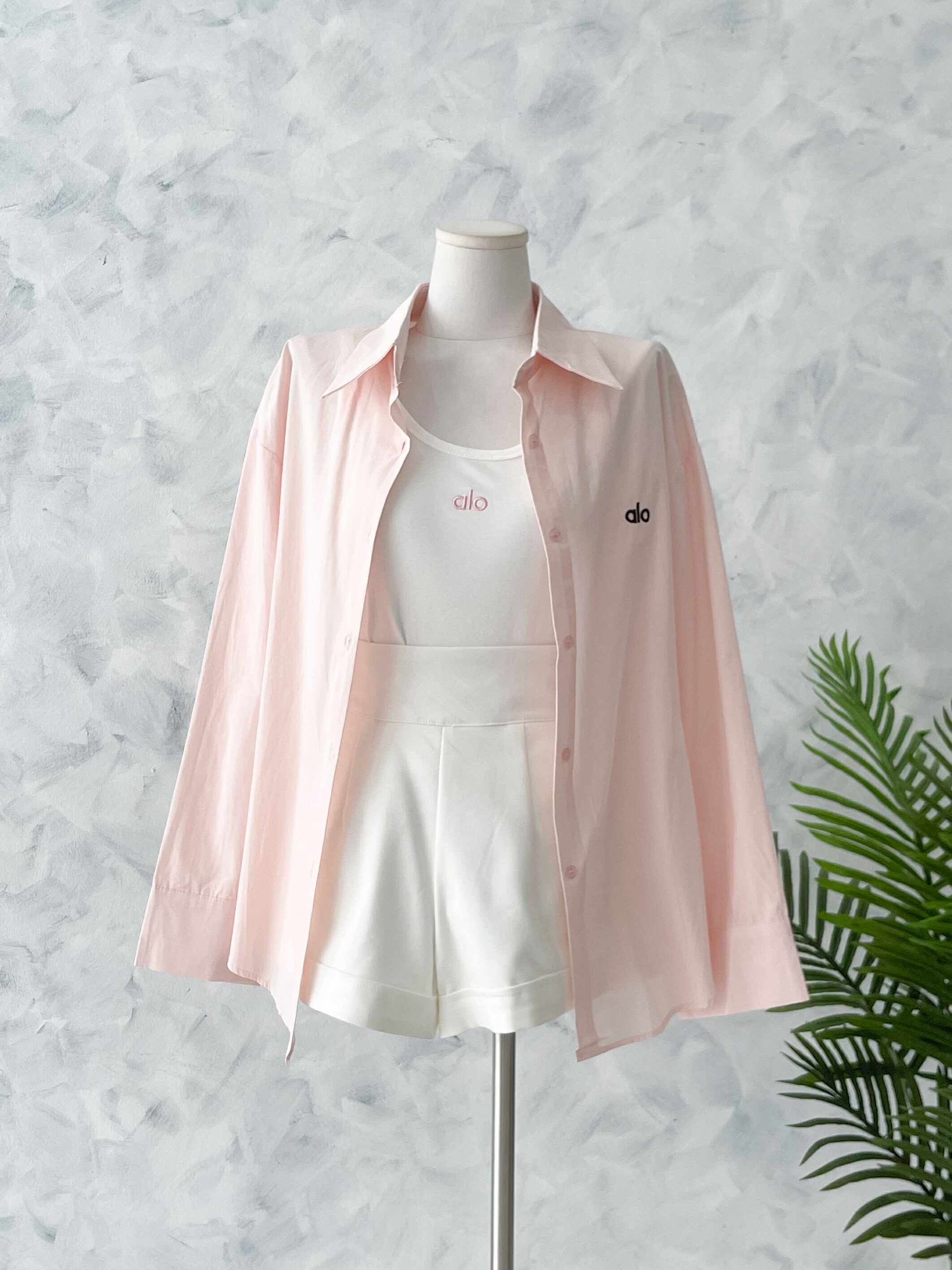 【T2137】高品质alo 刺绣韩式宽松版翻领长袖衬衫上衣➕纯棉弹力内搭上衣❤❤