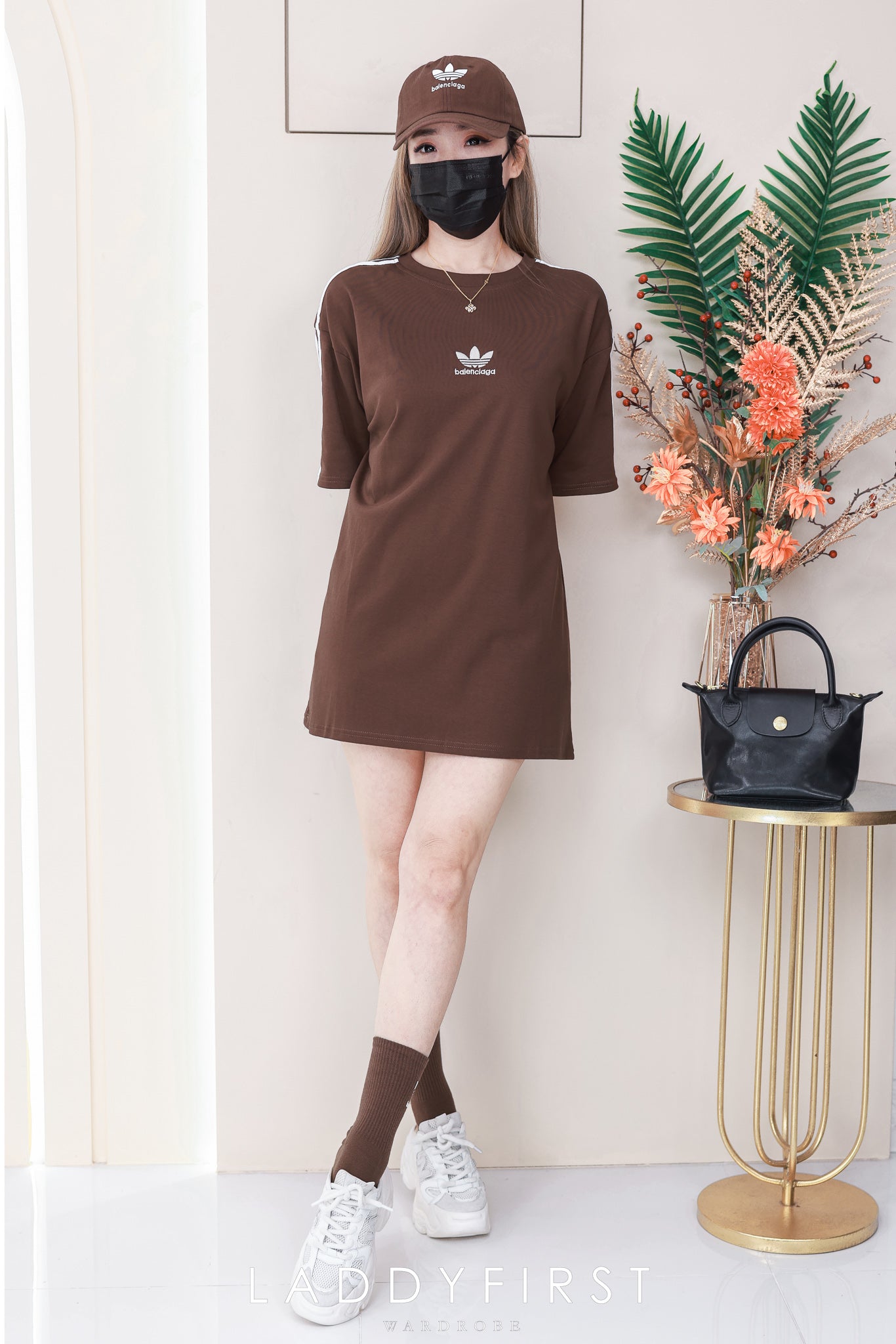 【O1166】高品质三件套男女同款圆领短袖三叶草刺绣Oversized 休闲上衣➕帽子➕袜子 ❤❤【A-RU-1】