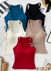 【A167】高品质螺纹弹力无袖肩带加胸垫内搭背心上衣 ❤️❤️