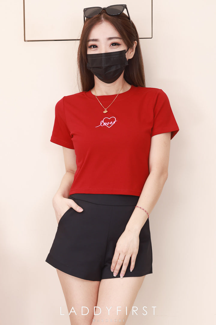 【T83299】高品质love字体刺绣纯棉弹力短袖日常休闲百搭上衣 ❤❤【A-R1-C2】