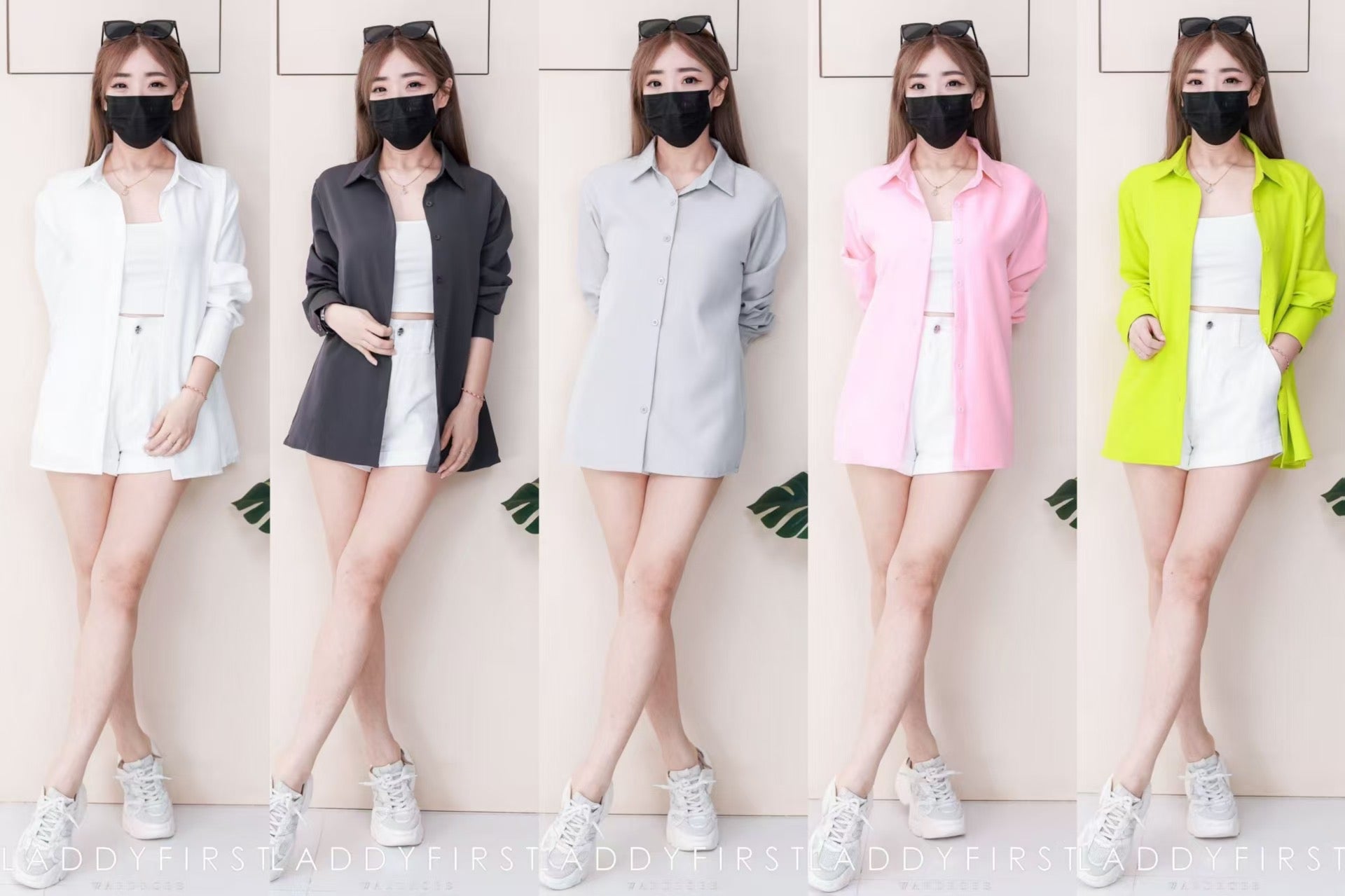 【T80340】＊订单不断＊ 独家爆款高品质韩式宽松版多巴胺色系翻领长袖西装衬衫上衣❤️【A-R1-C5】