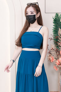 【SS32189】LFW独家爆款两件式仙气温柔风雪纺套装 自调无袖肩带抹胸上衣，后副伸缩弹力➕高腰显瘦大摆蛋糕长裙，内层有里布 ❤️❤️ 【B-R1-C3】