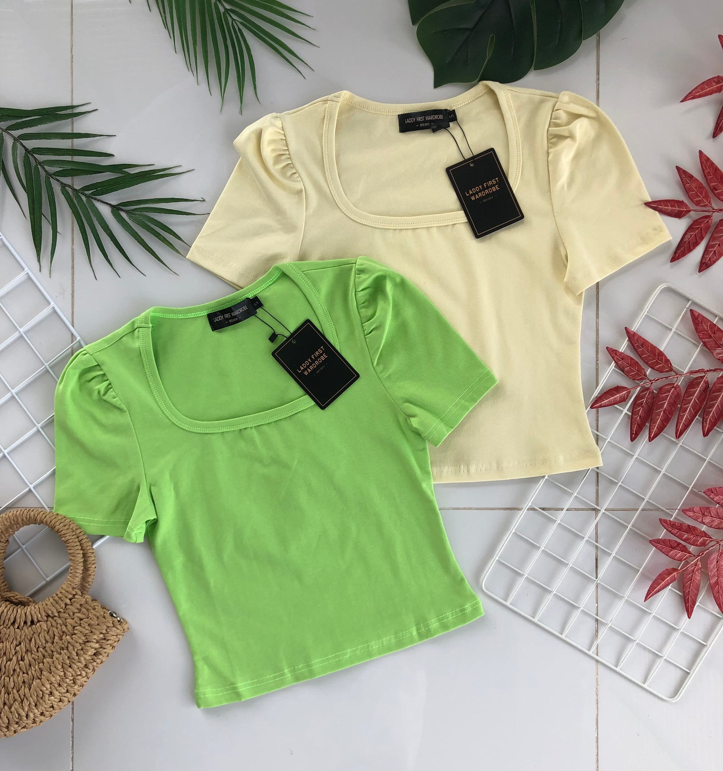 【T3329】独家爆款方领短袖纯棉弹力简约休闲百搭上衣 ❤️❤️ 【A-R3-C2】