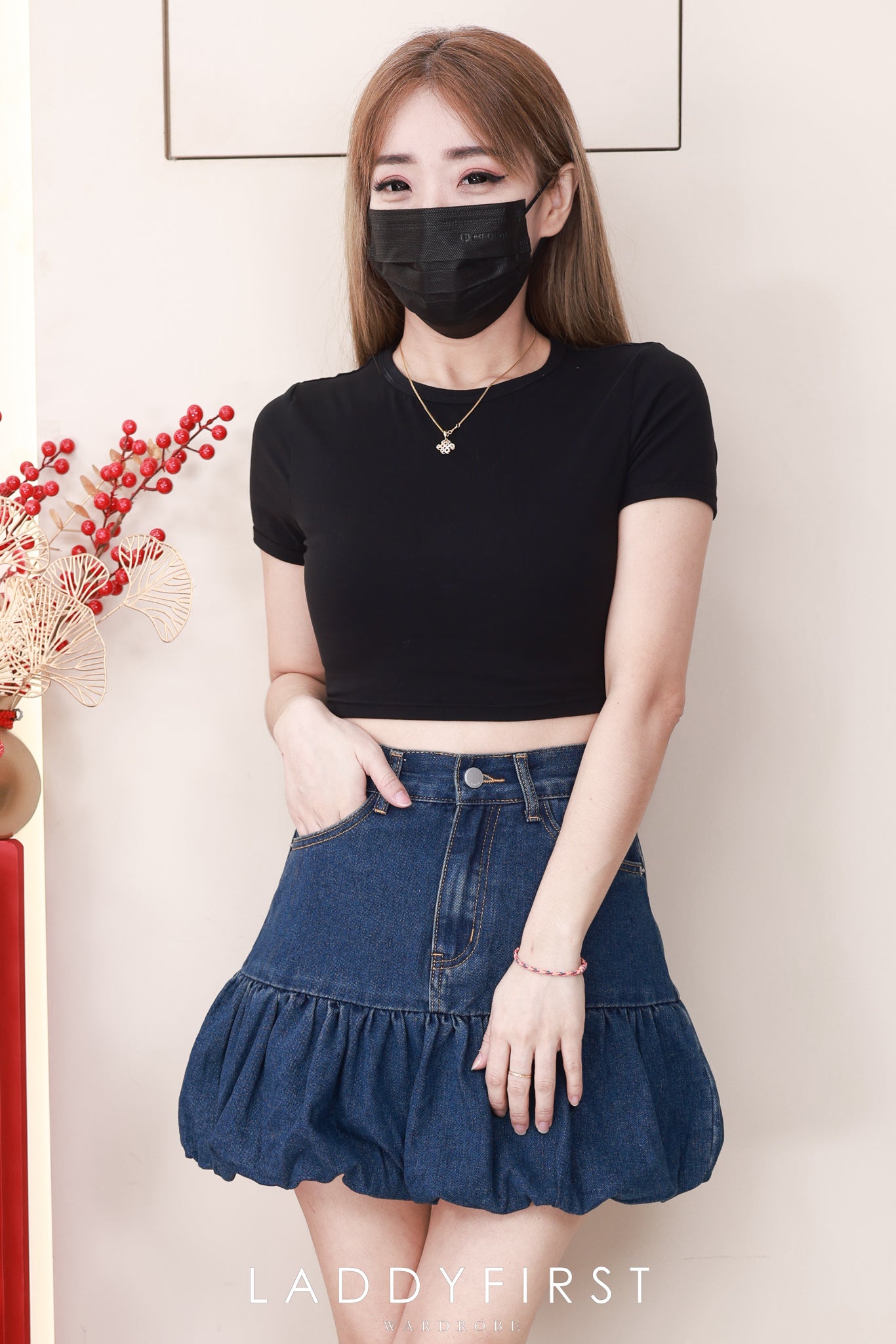 【S60219】高品质减龄时尚高腰显瘦设计花苞牛仔裙子，内层有里布短裤，有口袋 ❤️❤️