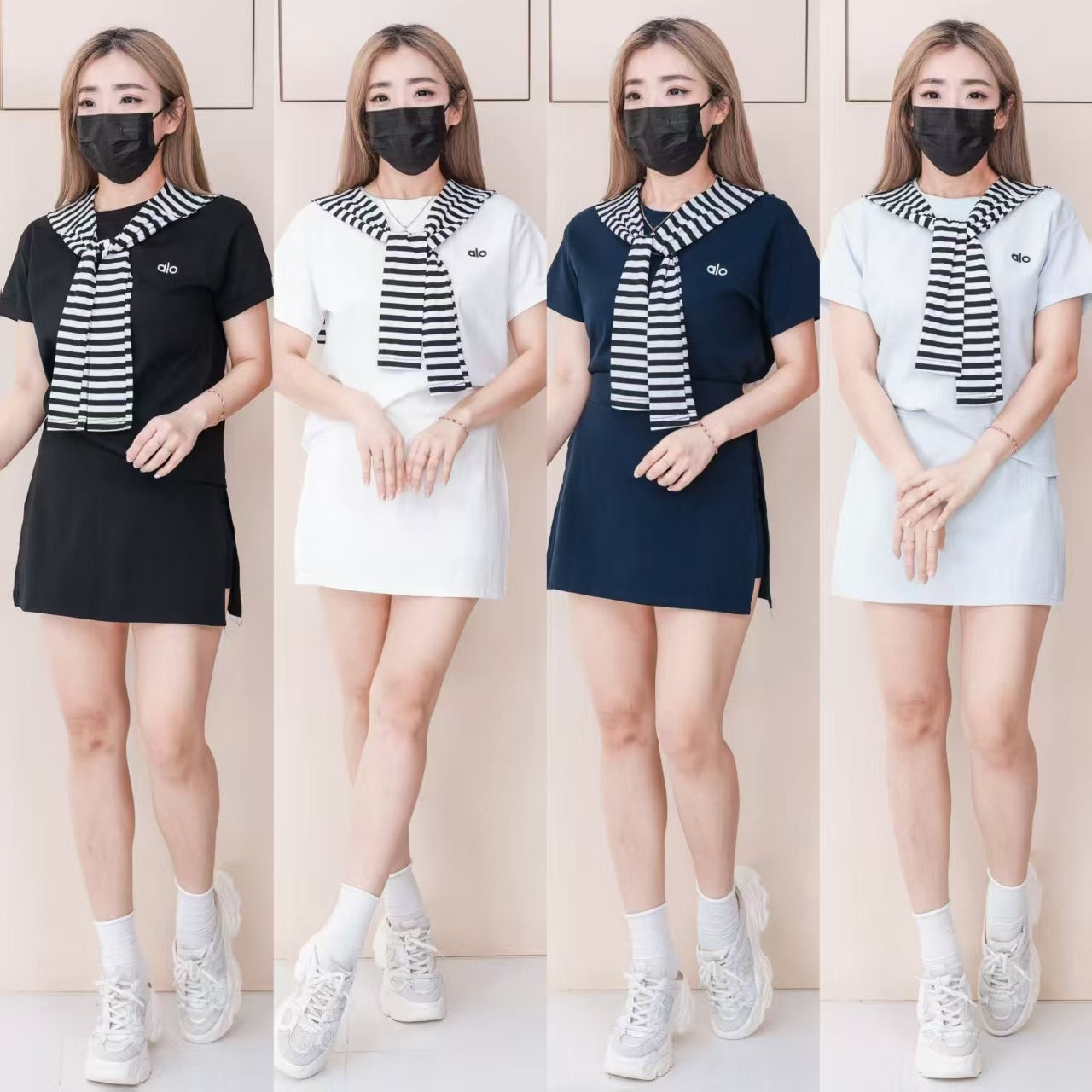 【SS612-1】⚡补货预订款⚡高品质三件式韩系学院风时尚套装 宽松百搭上衣➕百搭裤裙，两侧开叉设计 ❤️❤️