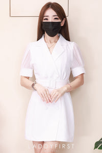 【D98870】高品质气质女神款翻领西装连身裙子，腰带条件腰身 ❤❤【A-R1-C5】