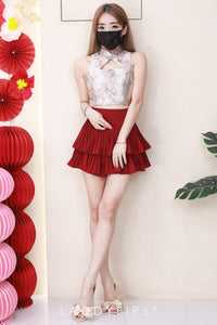 【S68135】【LFW独家小圆饼】【直播间搭配】双层蛋糕百褶荷叶边高腰显瘦西装裙子，内层防走光短裤 ❤️❤️ 【C-R3-C5】