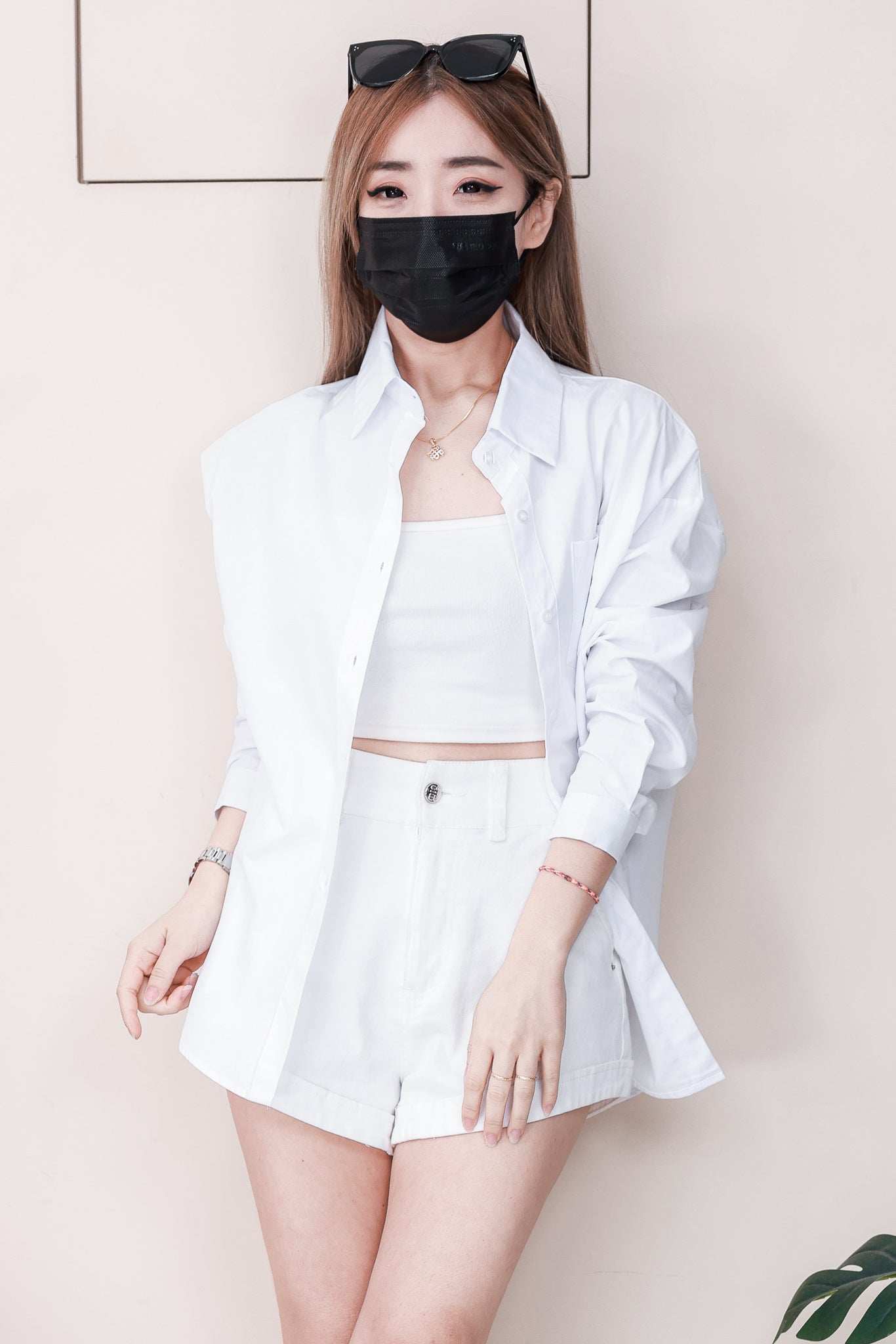 【T005】高品质前短后长款宽大版翻领长袖衬衫上衣 ❤️❤️