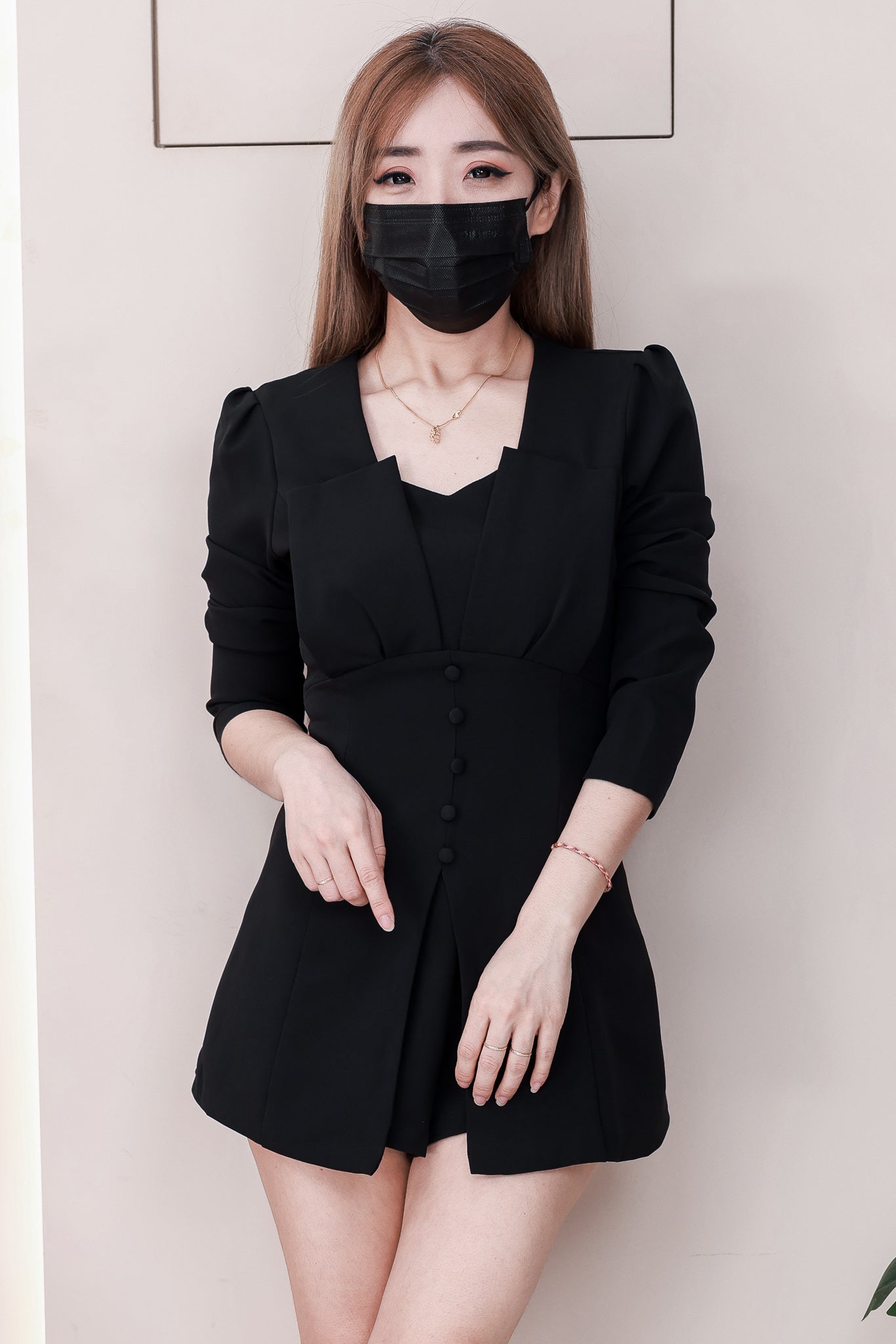 【SS16934】高品质两件式高级感御姐风西装套装 长袖西装连衣裙➕西装高腰百搭短裤，有口袋❤️❤️