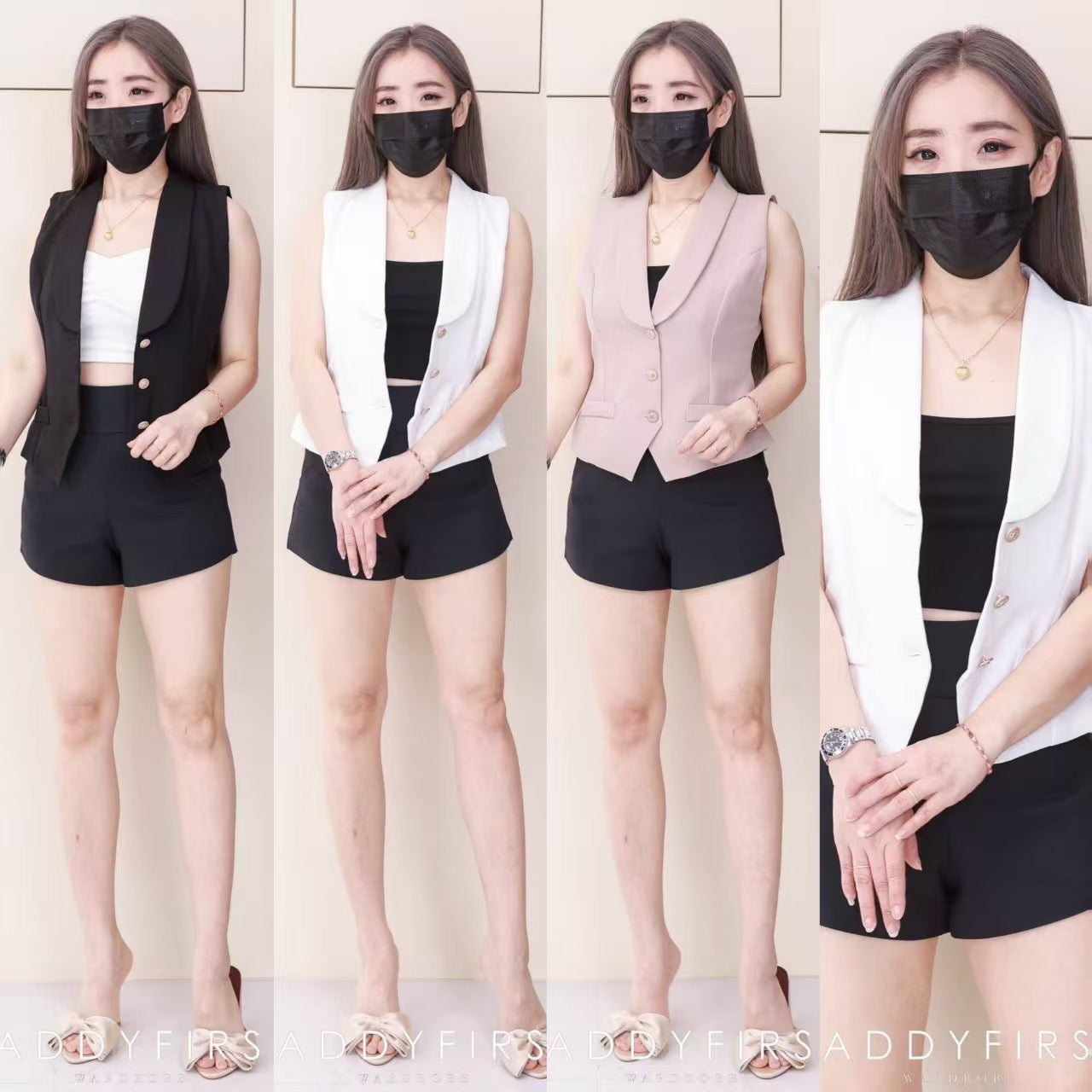 【T98222】翻领马甲式西装法式时装上衣 ❤️❤️