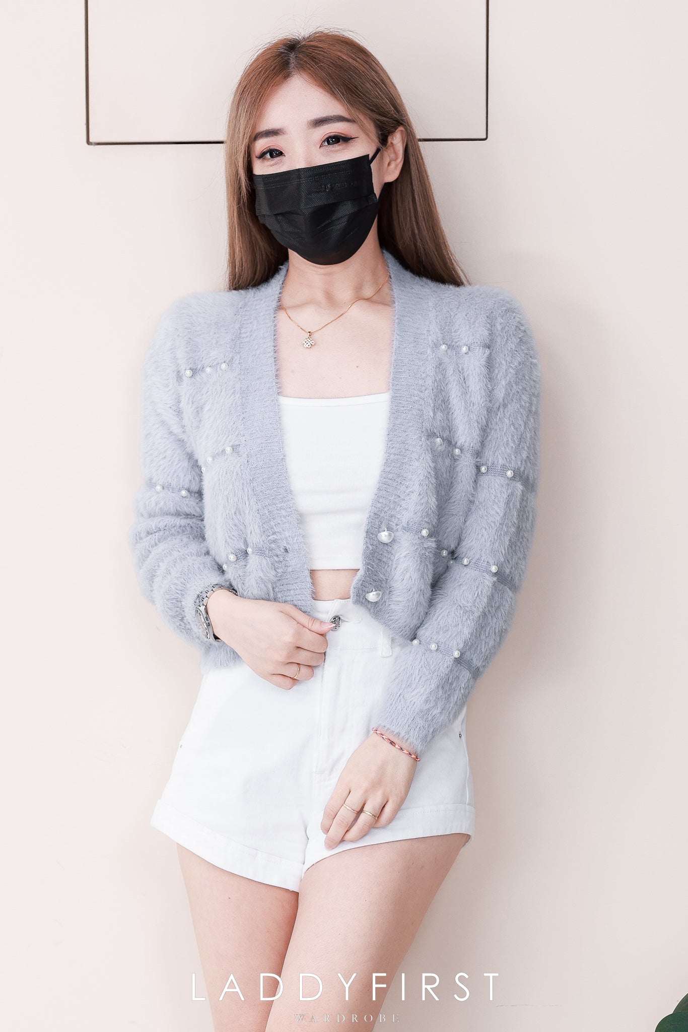 【JK6780】高品质舒服柔软细腻钉珠毛毛长袖外套 ❤❤