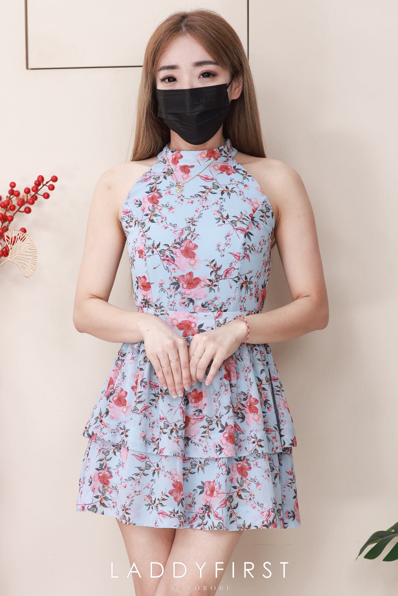 【SS8246831】高品质两件式雪纺碎花套装 雪纺碎花无袖上衣➕雪纺碎花蛋糕裙子，内层有里布短裤 ❤️❤️【B-R1-C5】