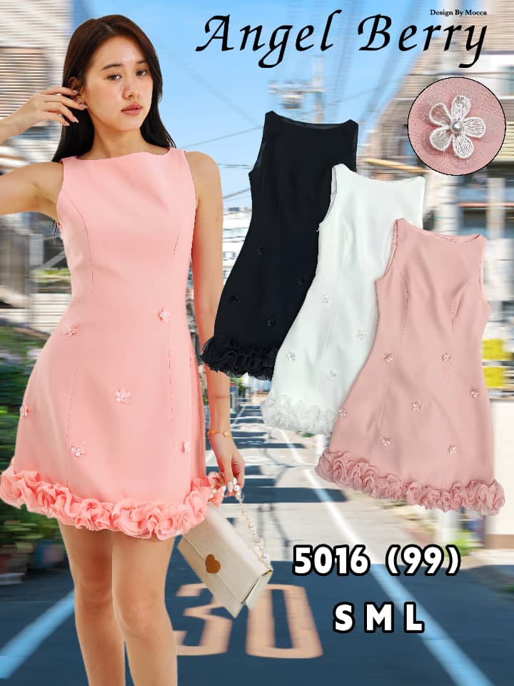 【D25218】【补厂家现货⚡️⚡️】高品质温柔千金款下摆立体花瓣设计无袖连身裙子 ❤❤