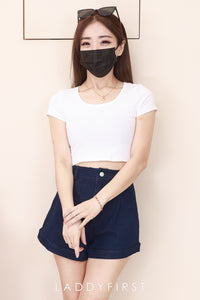 【S83100】【网站福利款✨】高品质一款显瘦高腰简约日常牛仔百搭短裤，后副伸缩弹力有口袋 ❤️❤️【D-R2-C1】