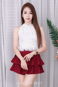 【S68135】【LFW独家小圆饼】【直播间搭配】双层蛋糕百褶荷叶边高腰显瘦西装裙子，内层防走光短裤 ❤️❤️ 【C-R3-C5】