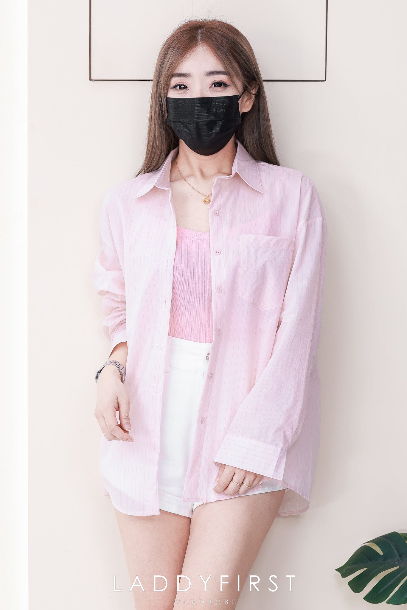 【T8842】高品质两件式韩风轻薄衬衫长袖上衣➕针织弹力内搭上衣 ❤️❤️【B-R1-C3】