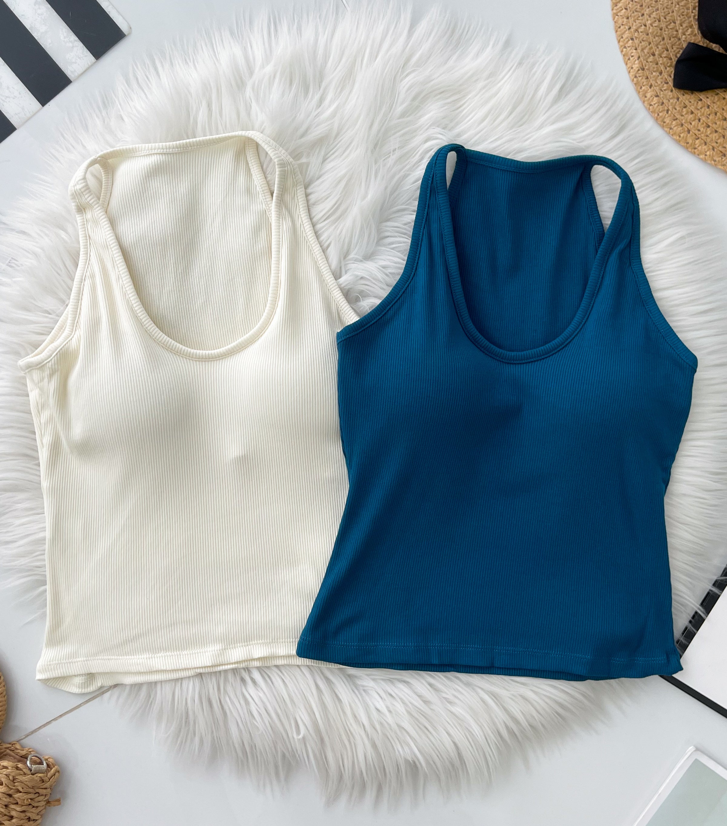 【A167】高品质螺纹弹力无袖肩带加胸垫内搭背心上衣 ❤️❤️