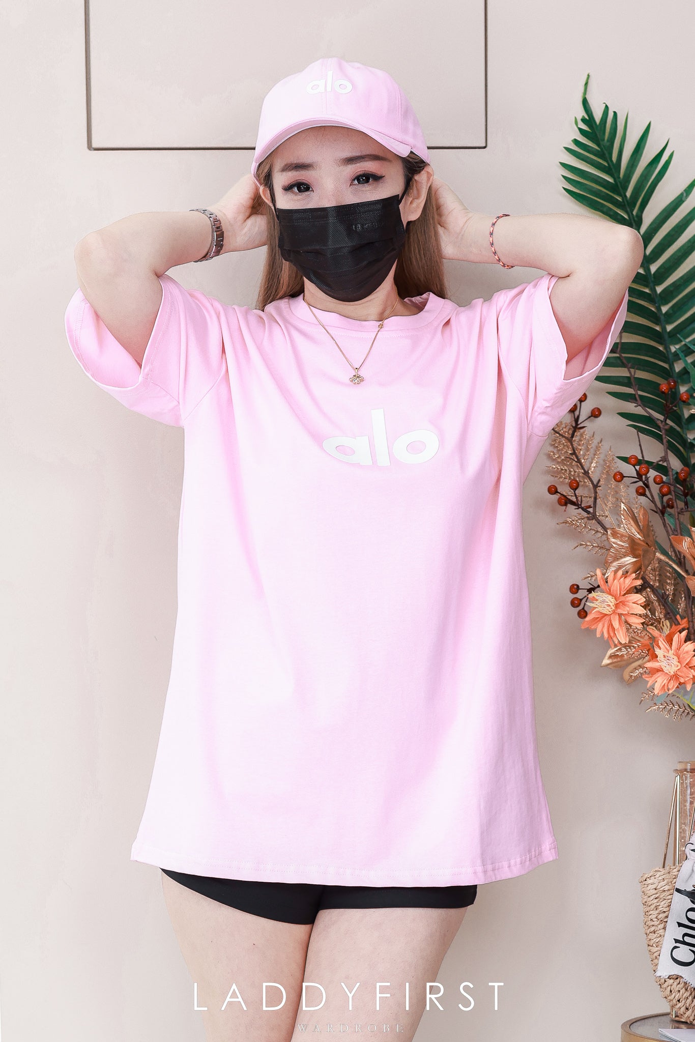 【O9966】高品质男女同款圆领短袖ALO立体Oversized 休闲上衣➕帽子 ❤❤