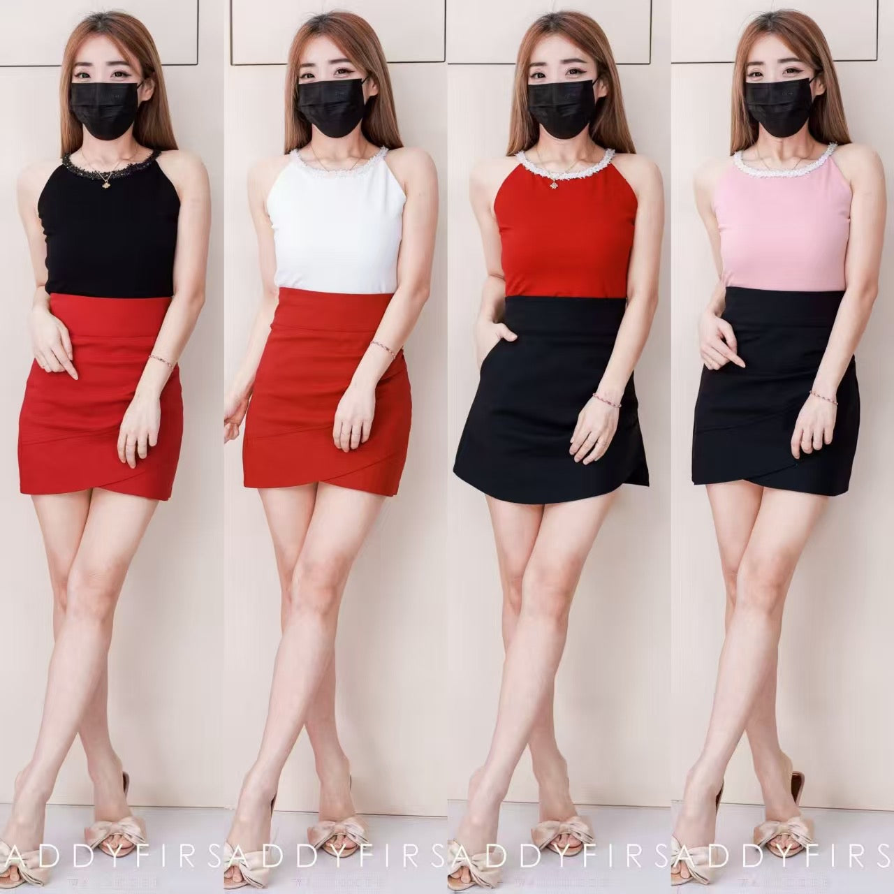 【T6879】高品质罗马拼接小香风领口无袖上衣 ❤❤