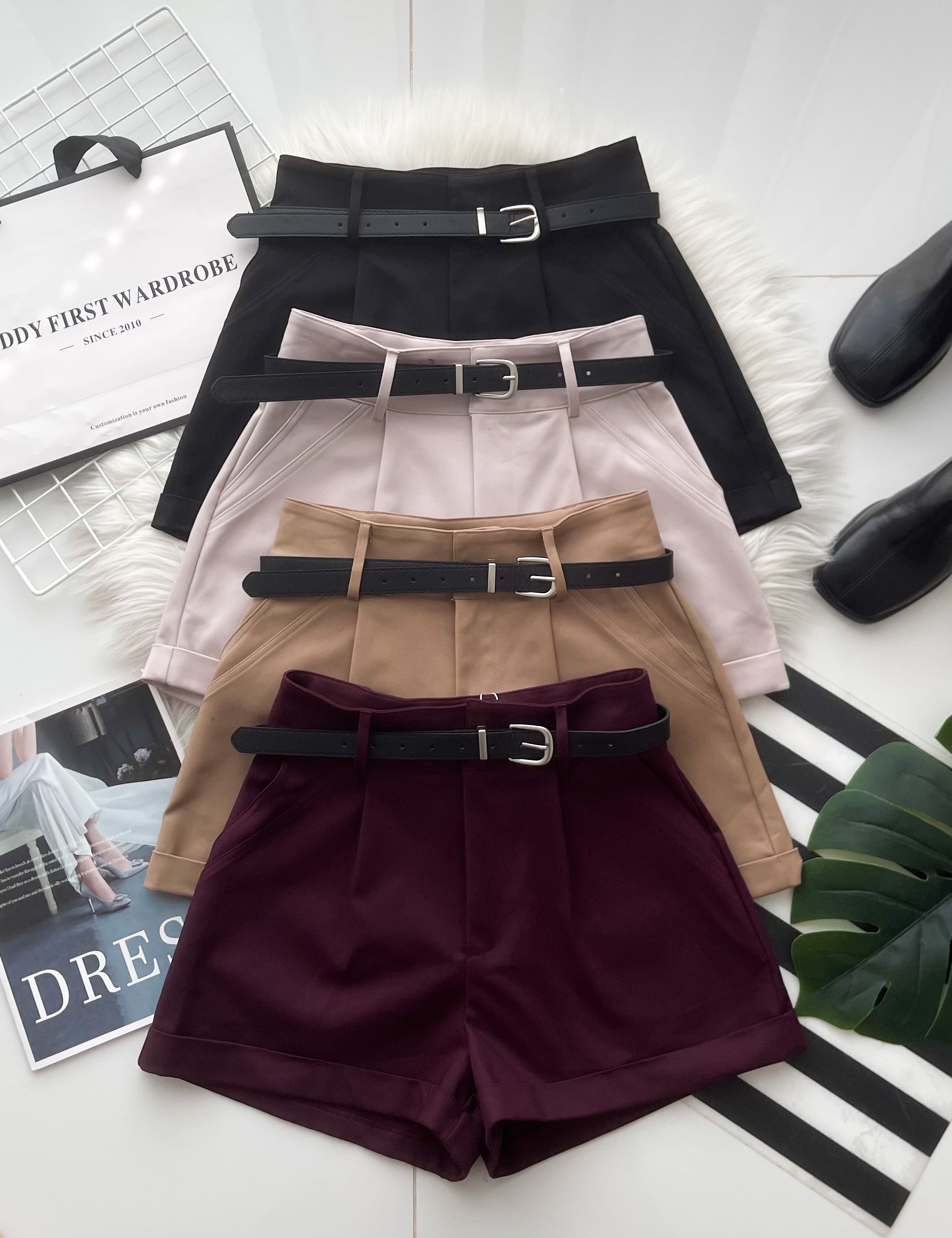 【S6961】高品质简约时尚西装垂感高腰显瘦百搭短裤，搭配附送腰带，有口袋 ❤️❤️