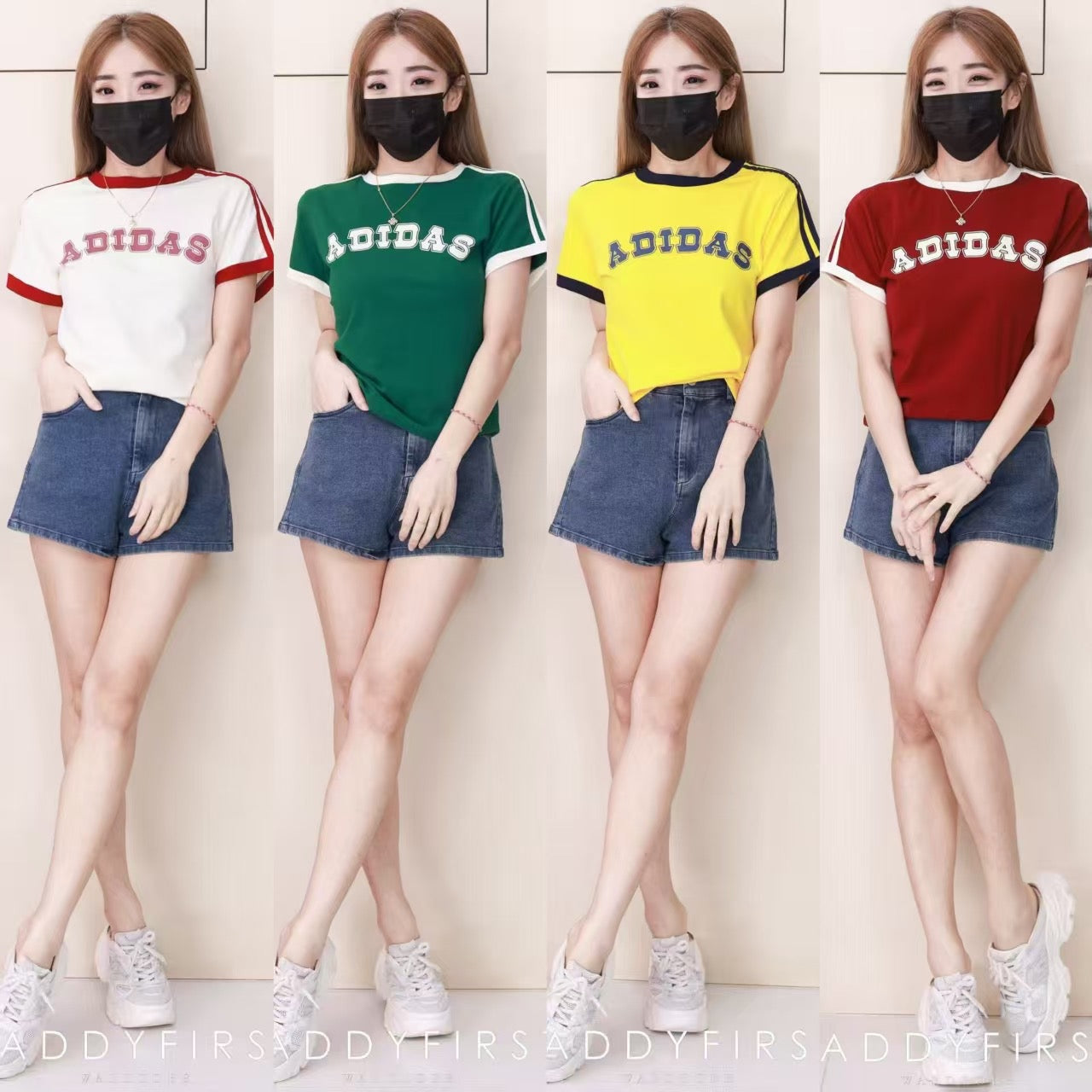 【T9466-1】⚡补货预订款⚡高品质A牌三条杠撞色系纯棉运动休闲上衣 ❤️