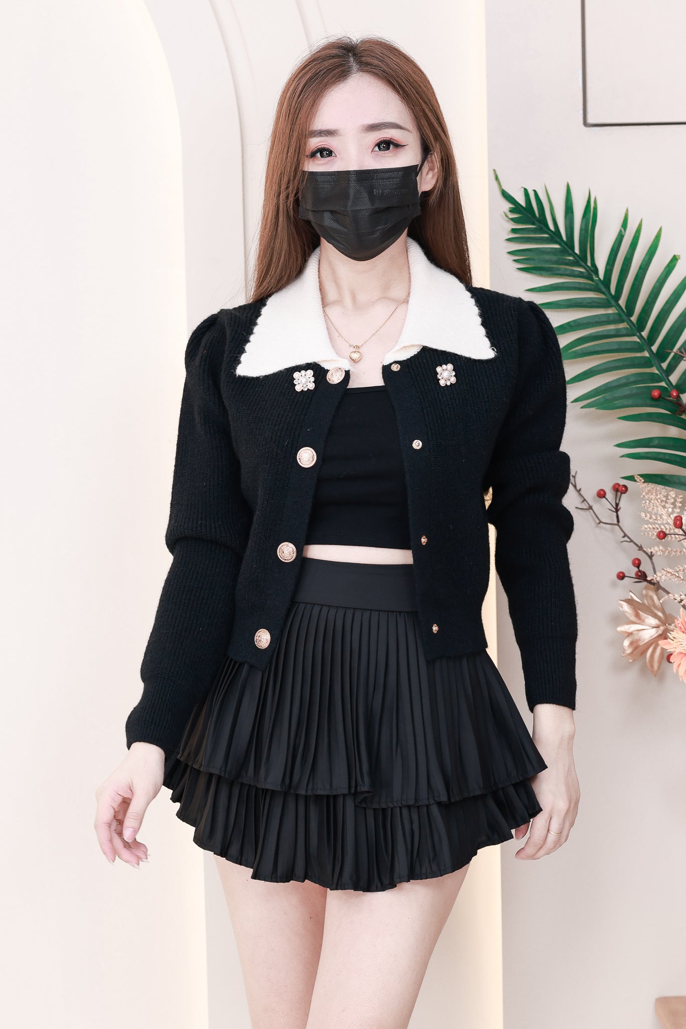 【JK825】小香风娃娃领百搭长袖针织上衣/外套 ❤️❤️
