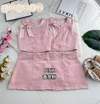 【SS9290】高品质高级感小香风时尚套装 蝴蝶结设计无袖小香风上衣➕A字小香风高腰裙子 ❤️❤️【A-R1-C4】
