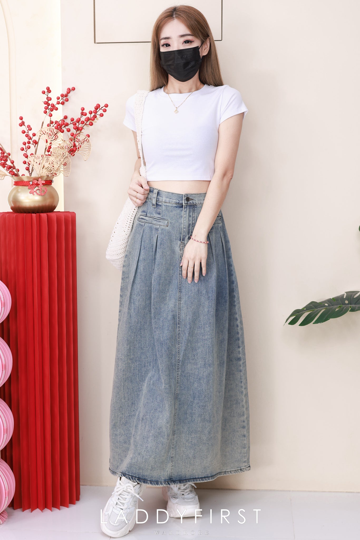 【L7172】高品质韩版百搭休闲简约中长款牛仔长裙，有口袋 ❤️❤️