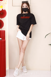 【O7538】高品质毛巾绣字母MIUMIU领短袖 Oversized 休闲上衣❤️❤️【A-RU2】