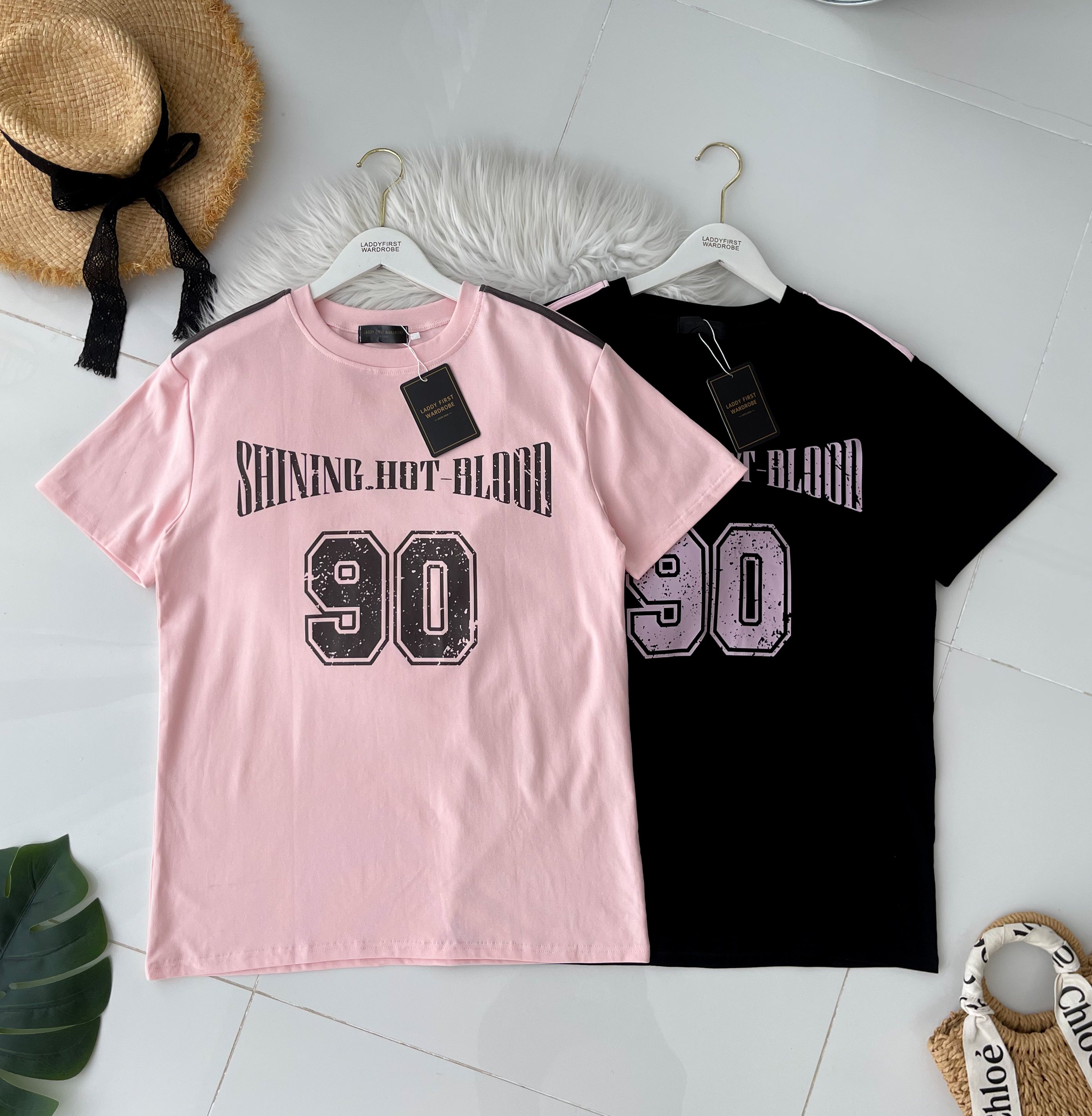 【T14262 / 9063 】高品质圆领90字母拉线设计OVERSIZED 上衣 ❤❤