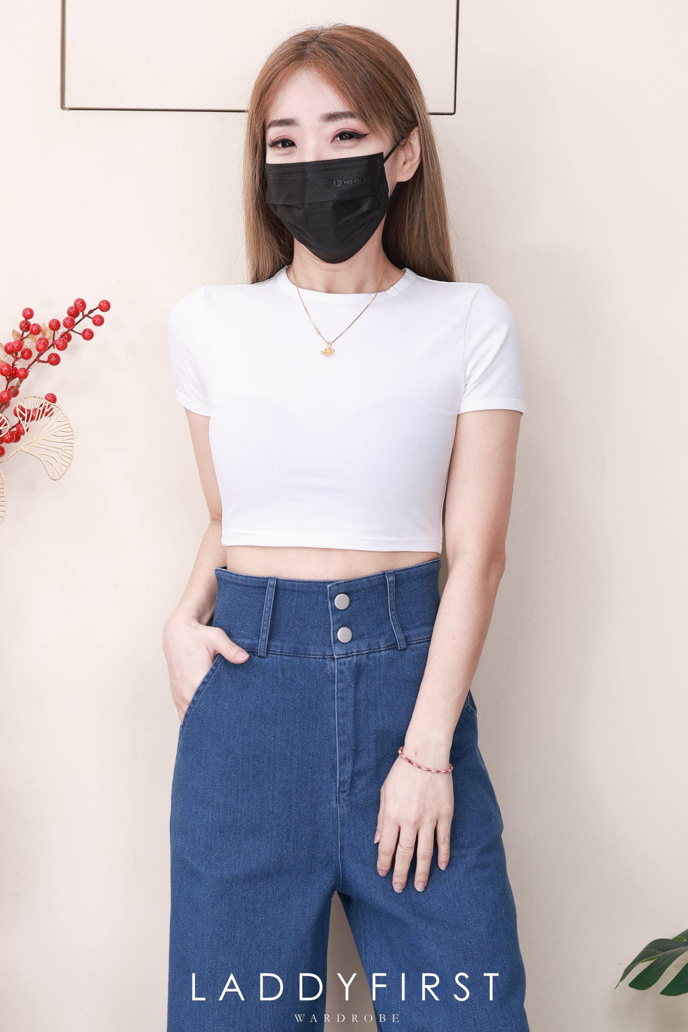 【L5822】高品质COTTON JEANS气质直筒阔脚牛仔百搭长裤，有口袋 ❤️❤️