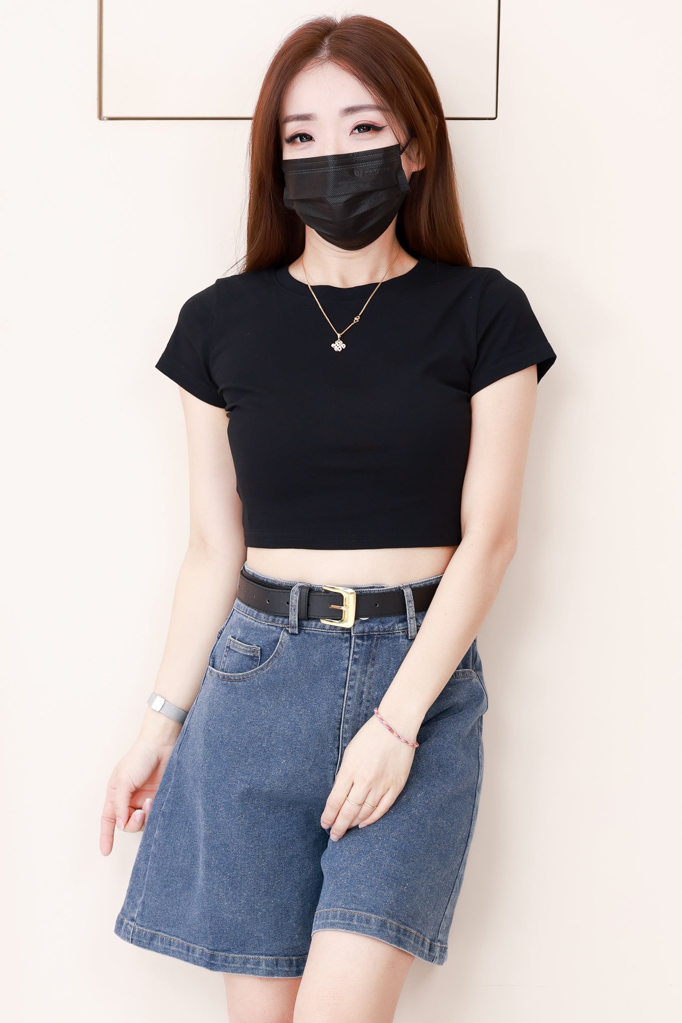 【S83095】高品质简约时尚欧美牛仔阔腿四分高腰百搭短裤，有口袋 #配送腰带 ❤️❤️