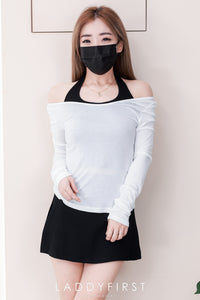 【SS88368】高品质三件套减龄学院风套装 挂脖抹胸内搭上衣➕轻薄长袖上衣➕前后裙百搭裤裙 ❤️❤️【C-R1-C2】