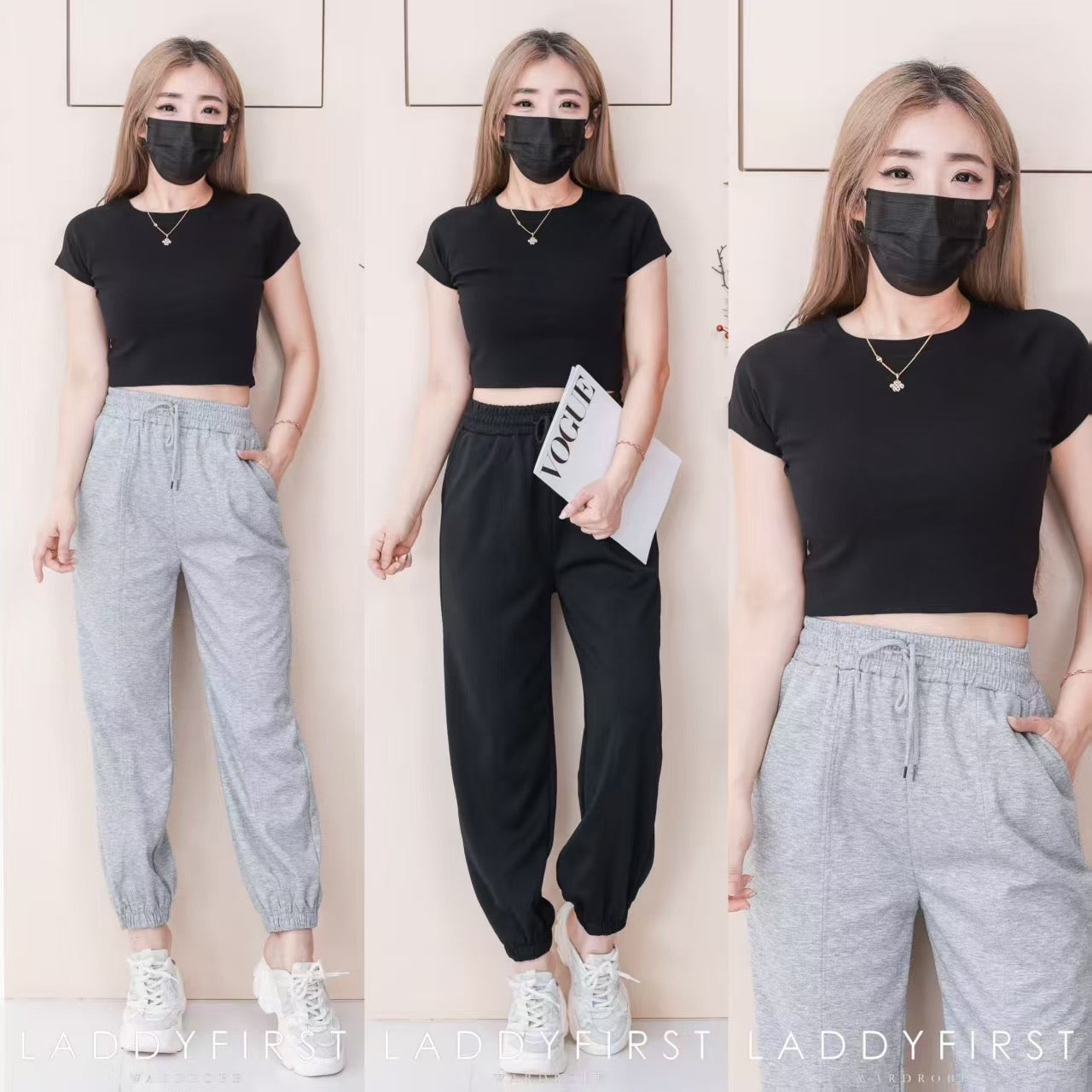 【L8817】高品质卫衣棉质松紧腰弹力休闲百搭运动长裤，有口袋 ❤❤ 【A-R1-C1】