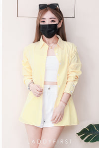【T80340-1】独家爆款高品质韩式宽松版线条多巴胺色系翻领长袖西装衬衫上衣 ❤️❤️ 【A-R1-C2】