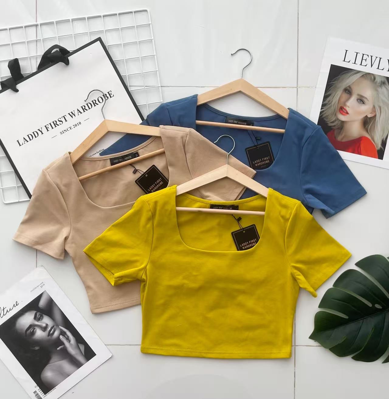 【T3371】前双后单层方领纯棉弹力百搭上衣 ❤❤ 【C-R1-C5】