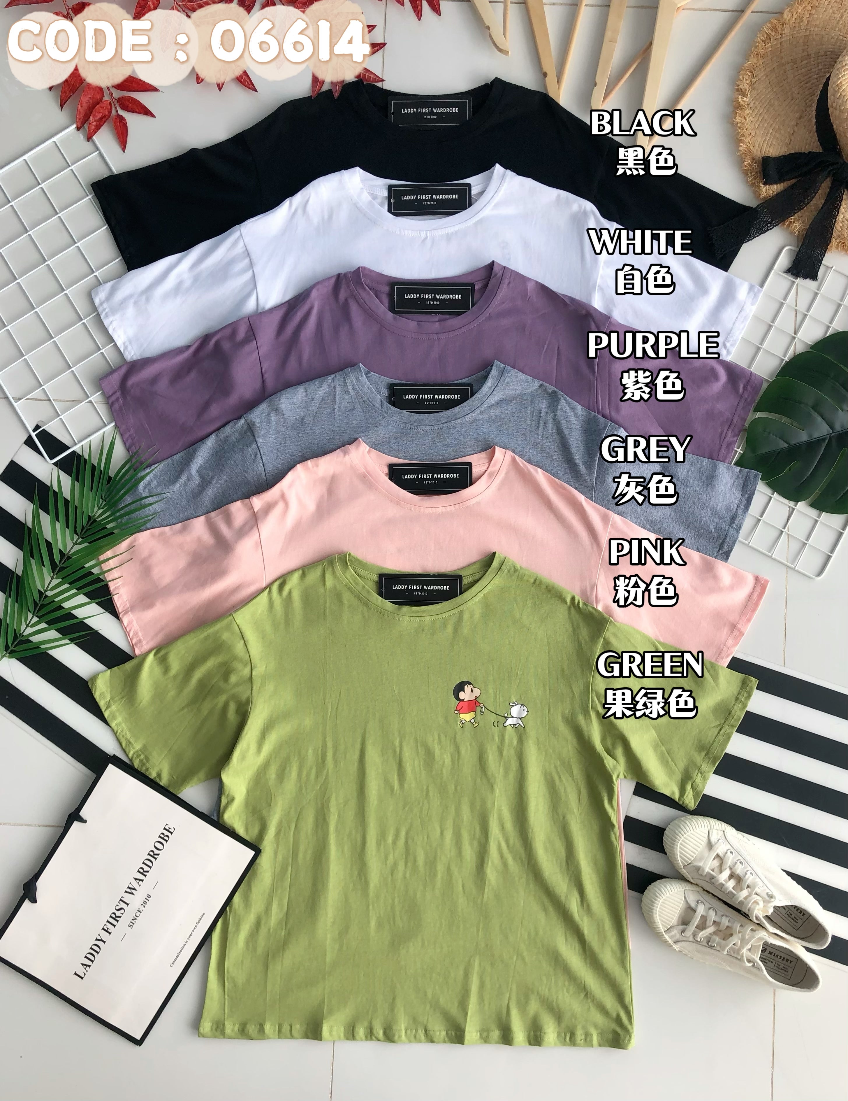 【O6614】高品质蜡笔小新圆领短袖宽松休闲 Oversized 上衣❤❤