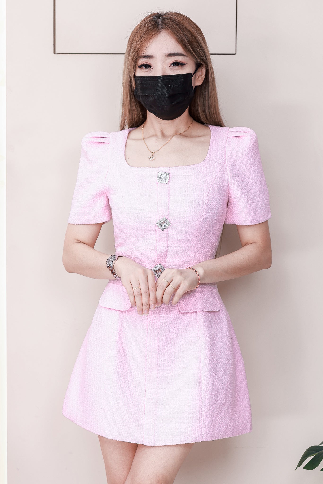 【D81621 / 65117】高品质高端名媛温柔气质小香风连身裙子 ❤❤